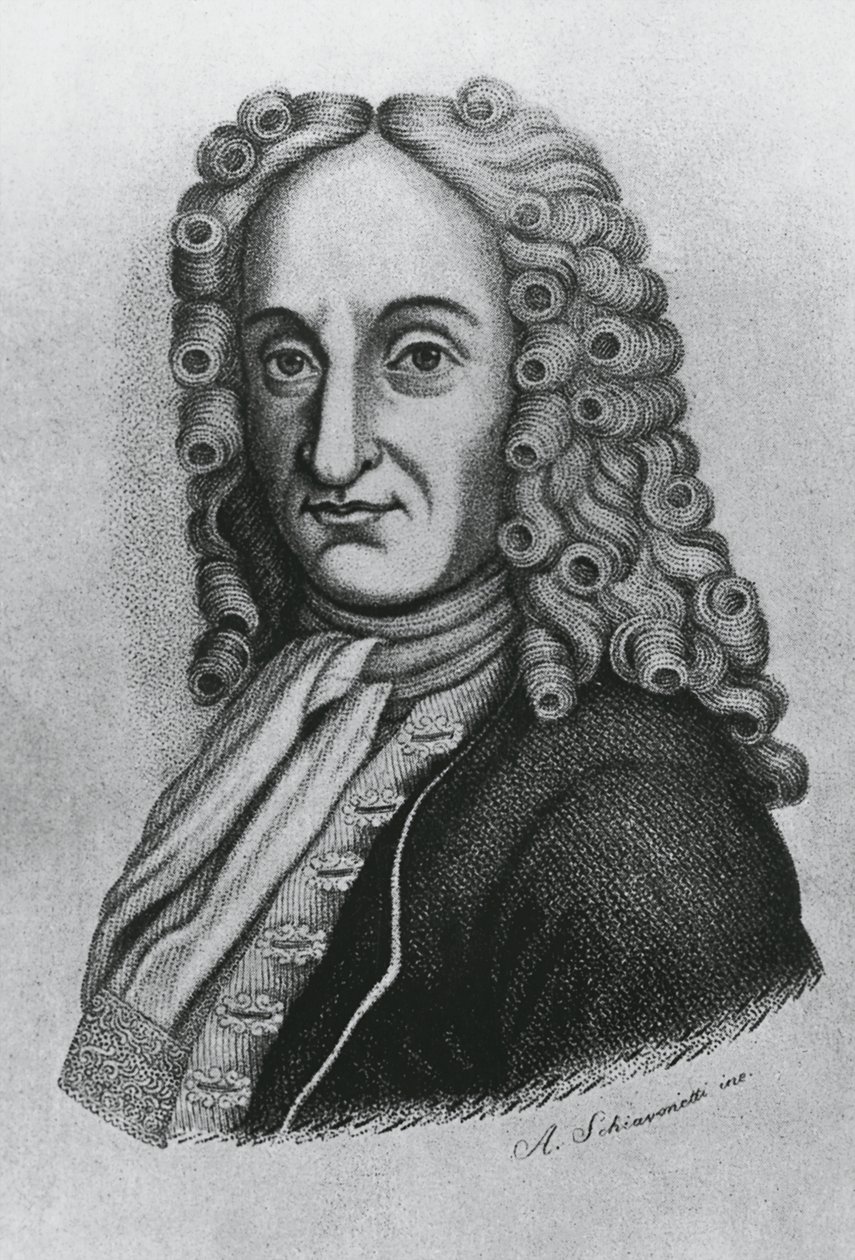 Portrait de Pietro Antonio Michelotti (1673-1740), médecin et iatromathématicien italien, gravure par Schiavonetti - J.B. and Brown J. Rowbotham