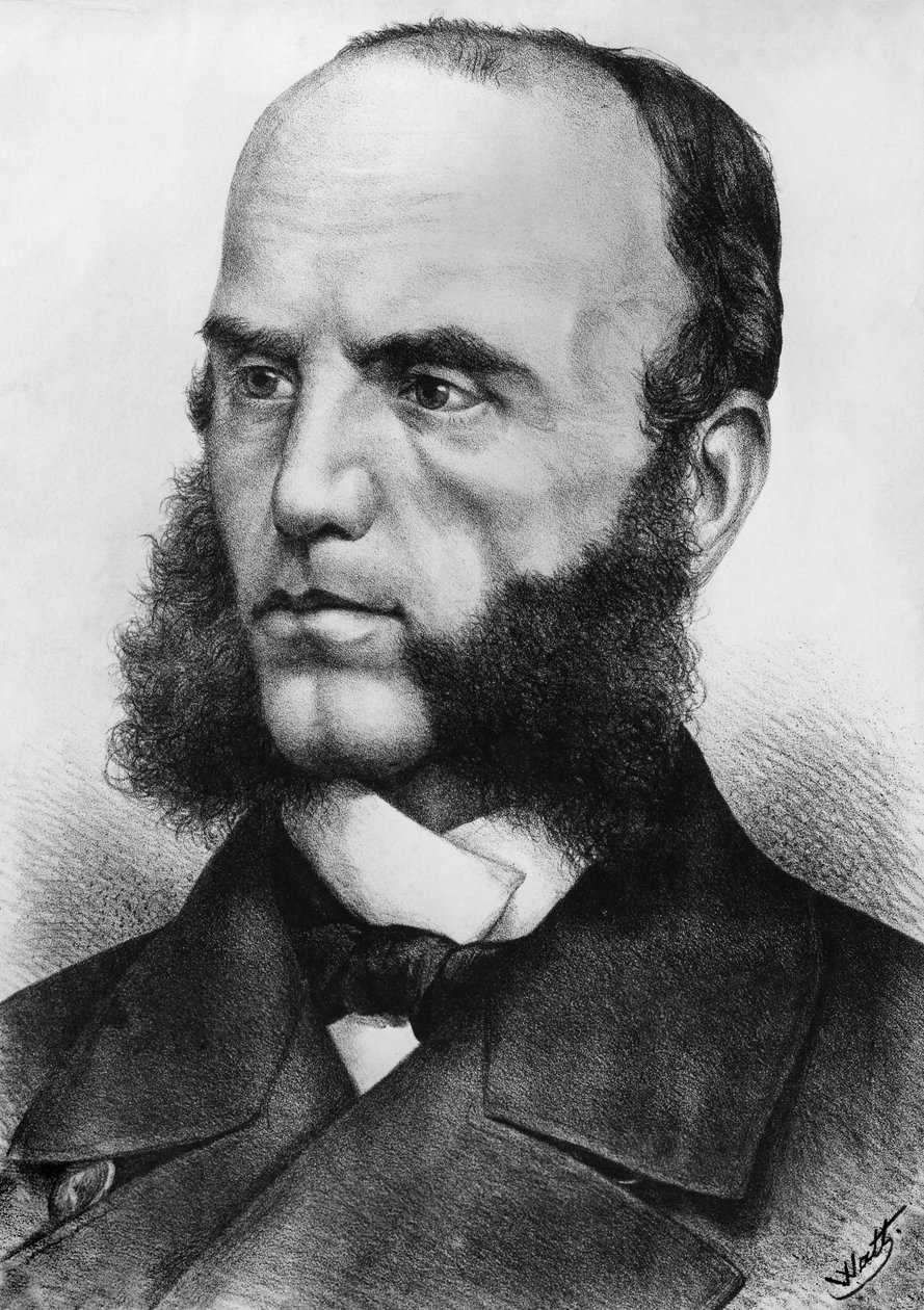 Portrait de Wilhelm von Tegetthoff (1827-1871), amiral autrichien, il a commandé les forces navales pendant la guerre des Duchés en 1864 et la guerre austro-prussienne en 1866, gravure d