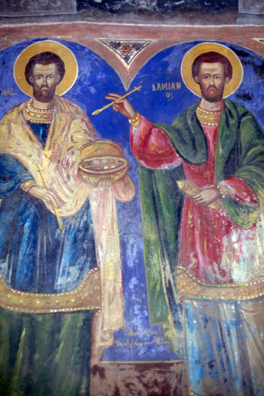 Saints Côme et Damien, monastère de Megalo Sotiris, île de Symi, Grèce (photo) - J.B. and Brown J. Rowbotham