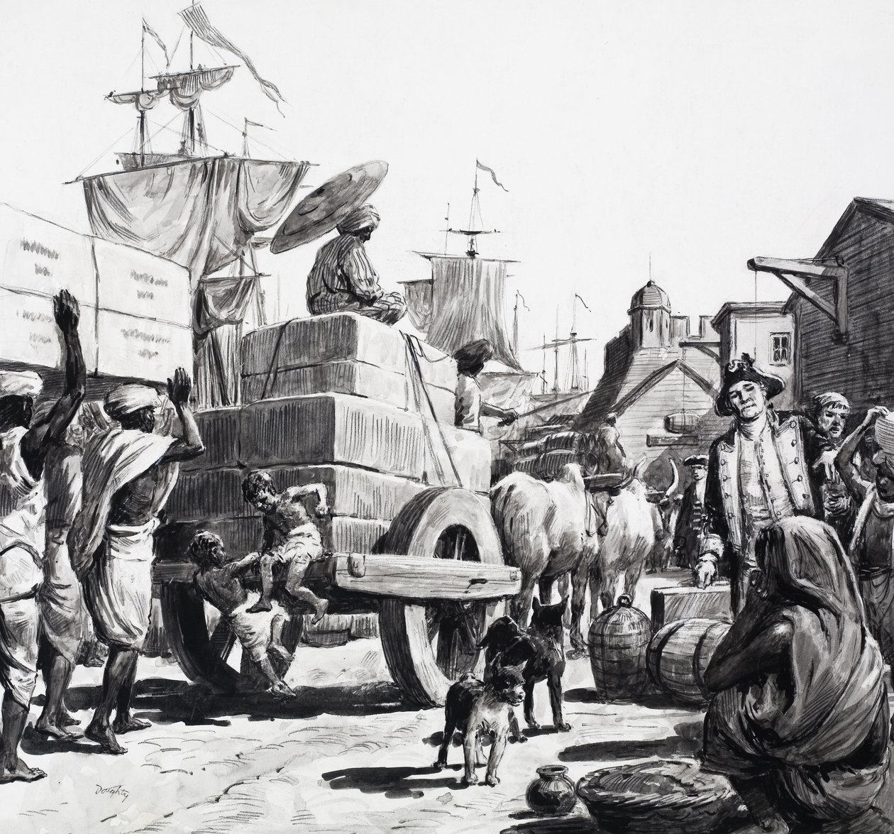 A Livraison de marchandises aux entrepôts de la Compagnie des Indes orientales - C.L. Doughty