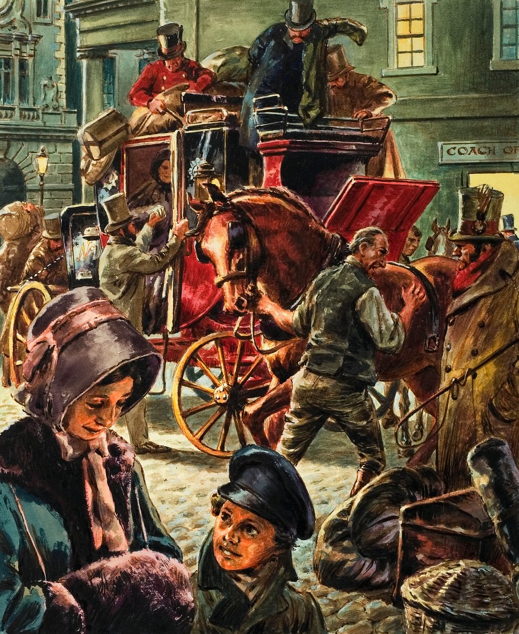 Une malle-poste tirée par des chevaux - C.L. Doughty