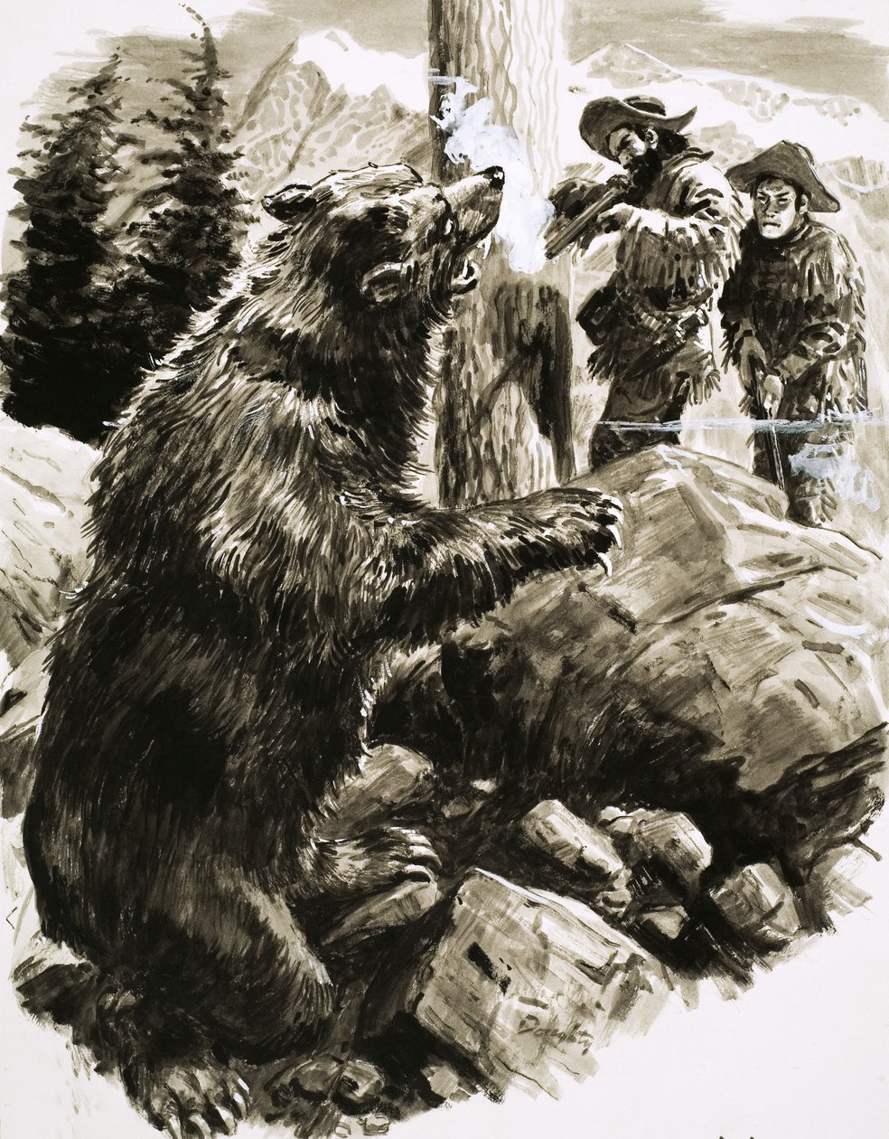 Grizzly américain abattu par des trappeurs - C.L. Doughty