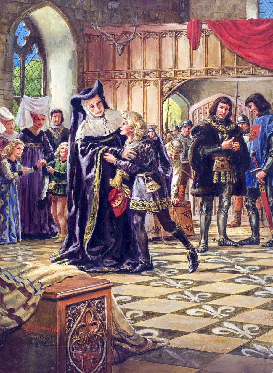 Édouard V (1470-83) remis au duc de Gloucester (1452-85) (gouache sur papier) - C.L. Doughty