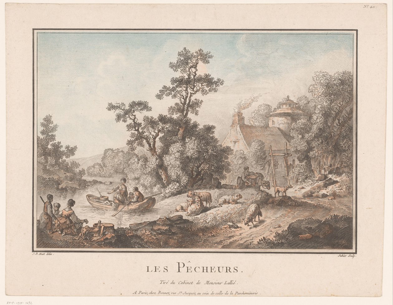 Paysage avec bergers et pêcheurs - C.L. Jubier