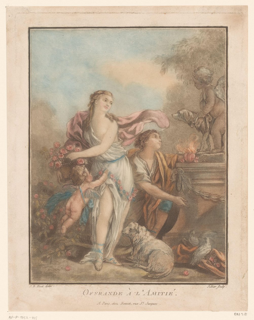 Femmes avec des fleurs et Amour - C.L. Jubier