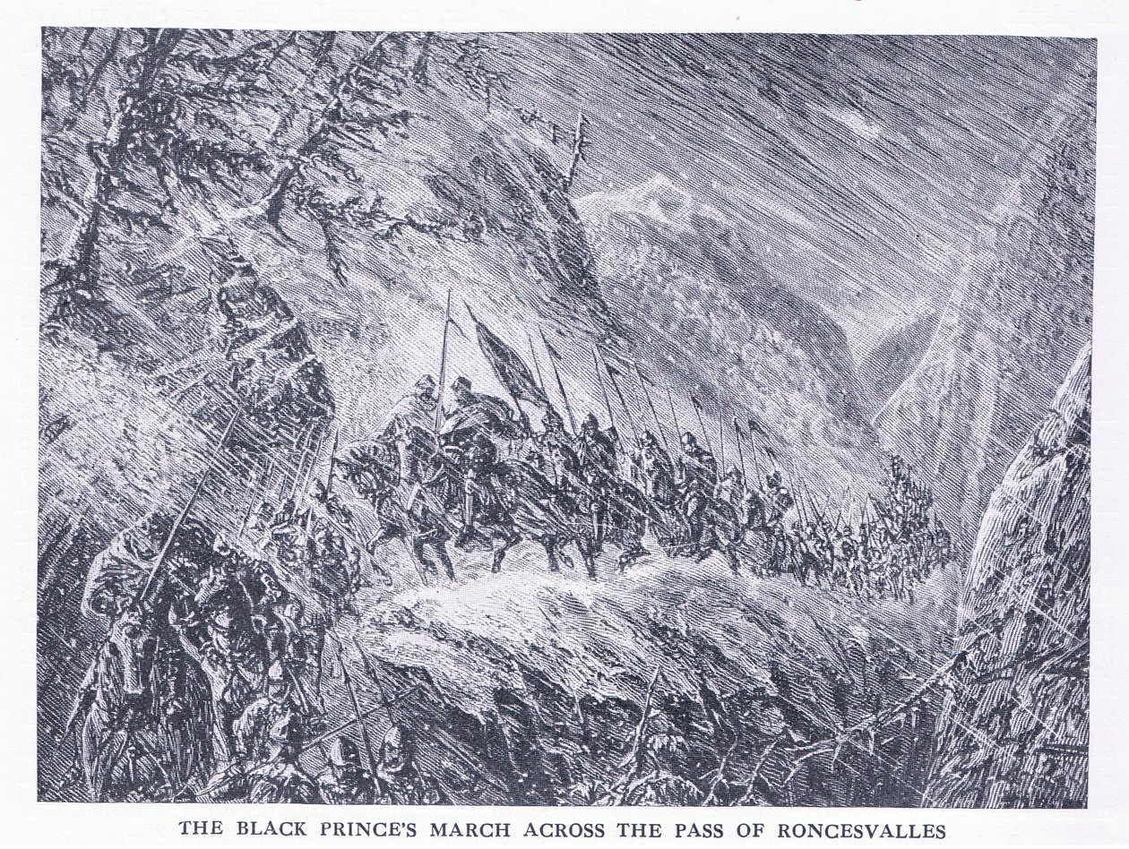 La marche du Prince Noir à travers le col de Roncevaux, de l