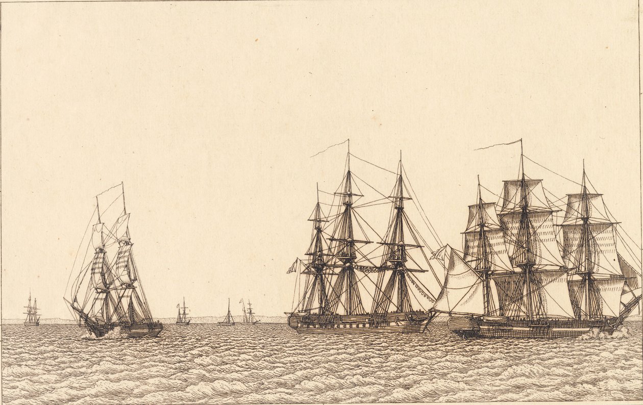 Un brick naviguant. Illustration pour "Linearperspectiven", Planche IXb - Christoffer Wilhelm Eckersberg