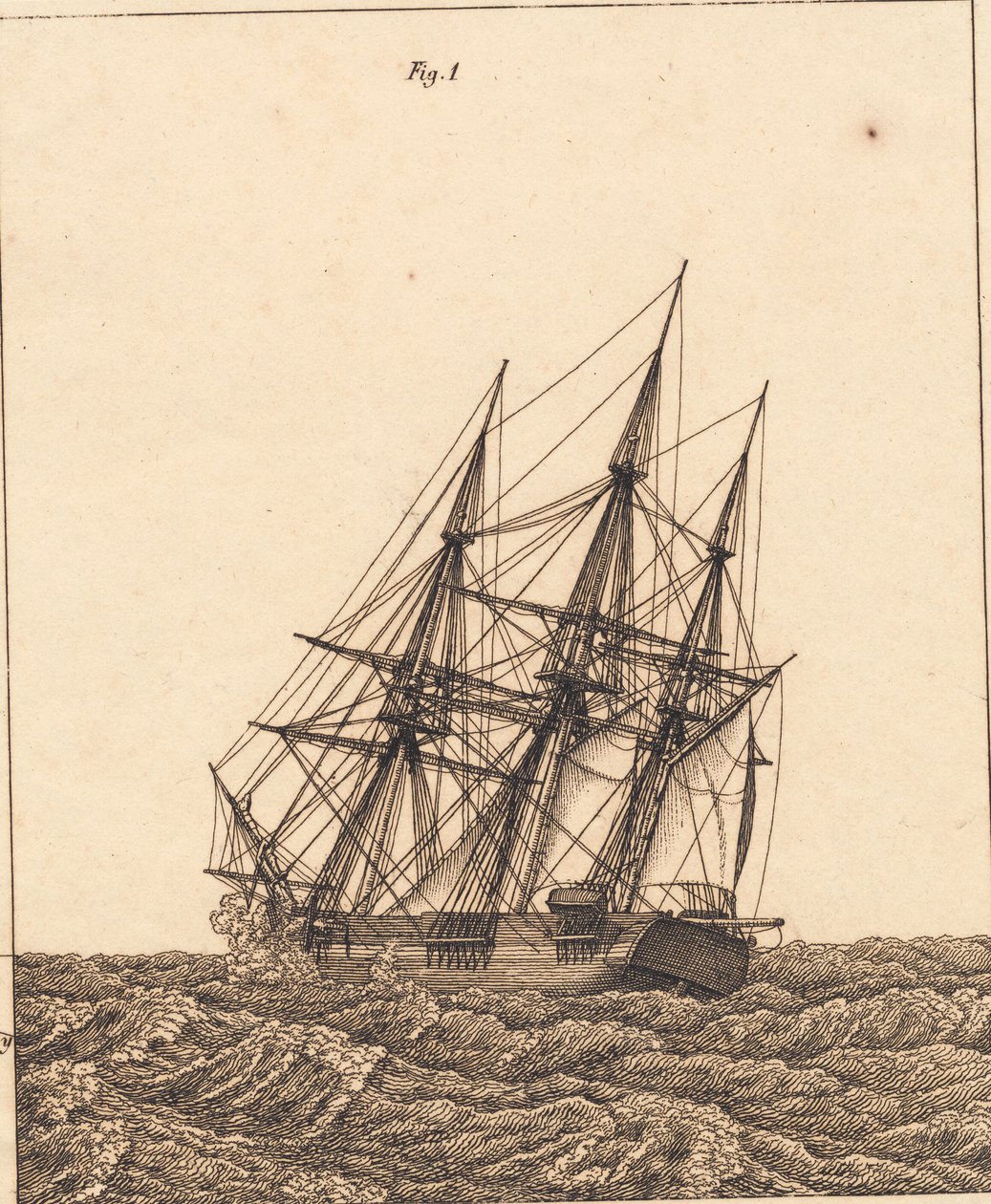 Une corvette en tempête. Illustration pour "Linearperspectiven", Planche X - Christoffer Wilhelm Eckersberg