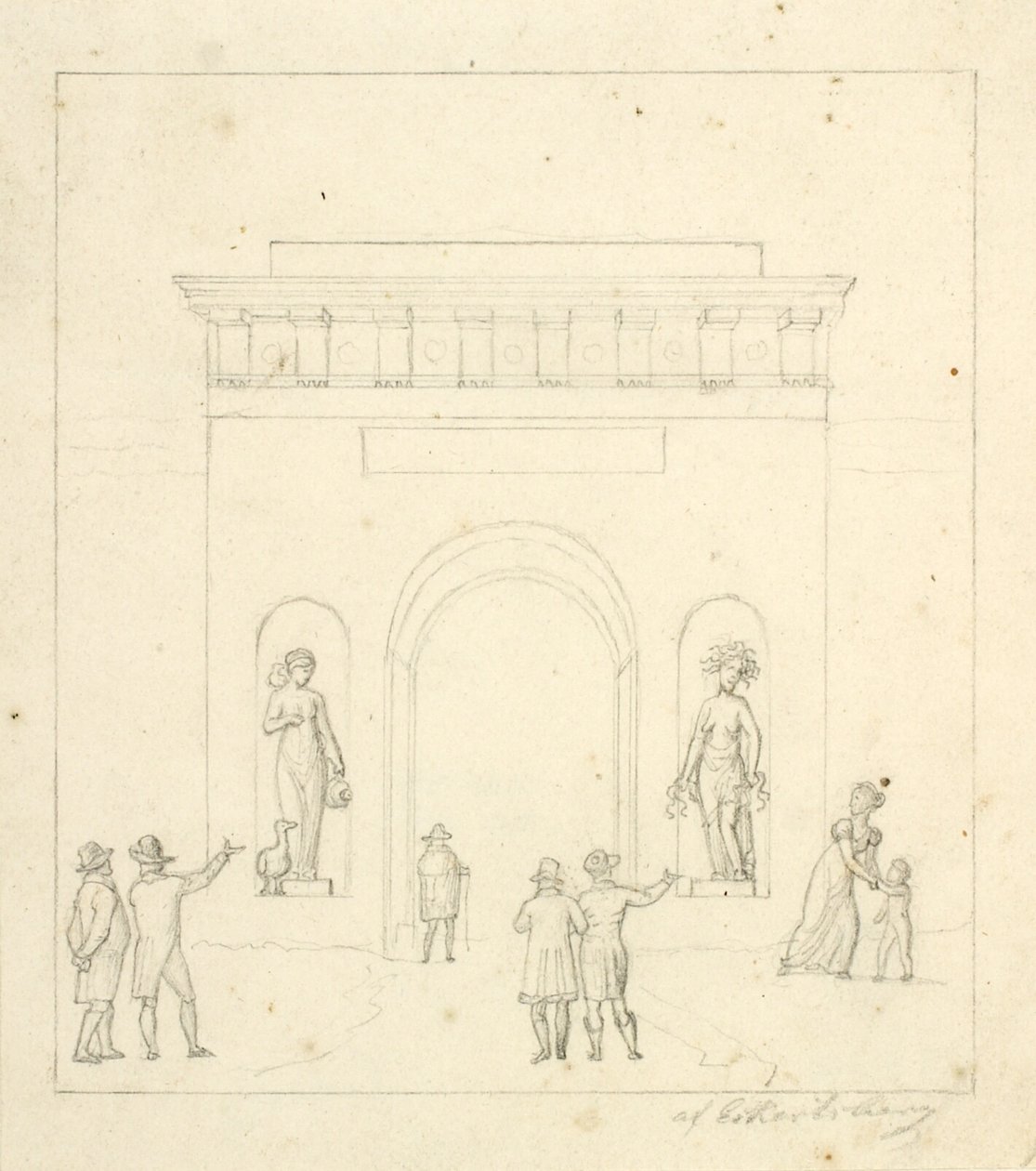 Une arche de triomphe au premier plan avec des figures de staffage - Christoffer Wilhelm Eckersberg