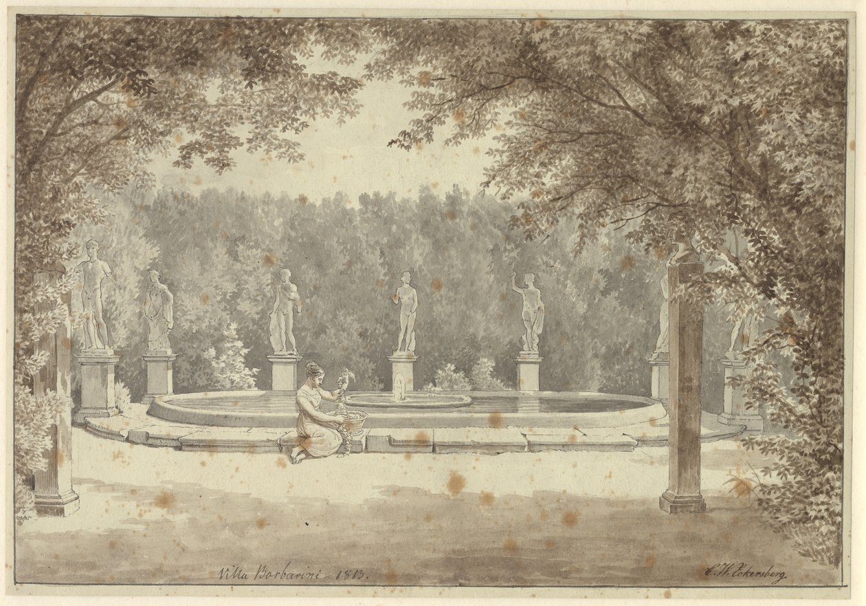 La fontaine dans le jardin du Palazzo Barberini, Rome - Christoffer Wilhelm Eckersberg