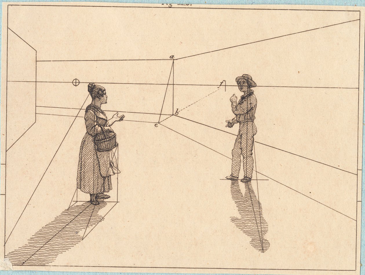 Deux figures dans une construction géométrique. Illustration pour "Linearperspectiven", Planche IV - Christoffer Wilhelm Eckersberg
