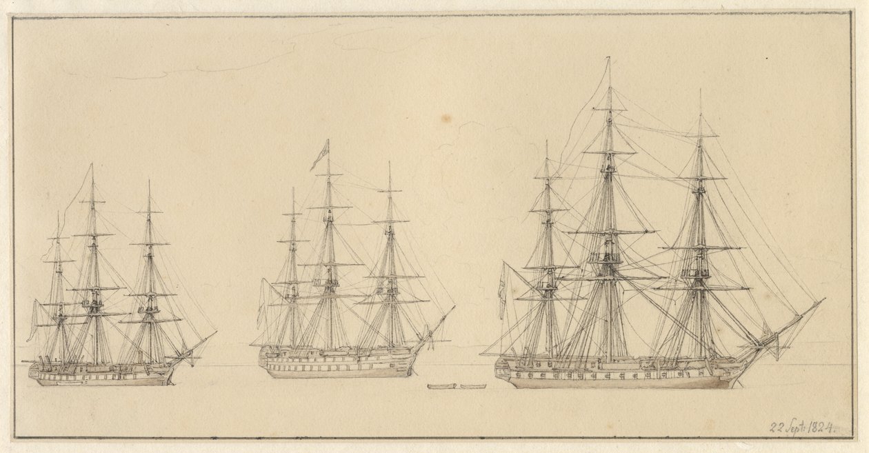 Trois navires de ligne russes - Christoffer Wilhelm Eckersberg