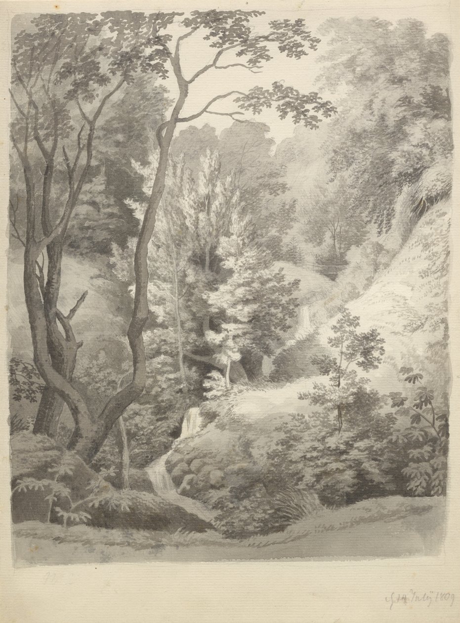 Vue du parc du manoir de Liselund sur l