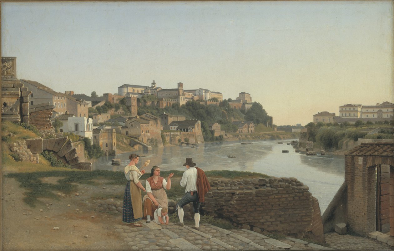 Vue du Tibre vers la colline de l