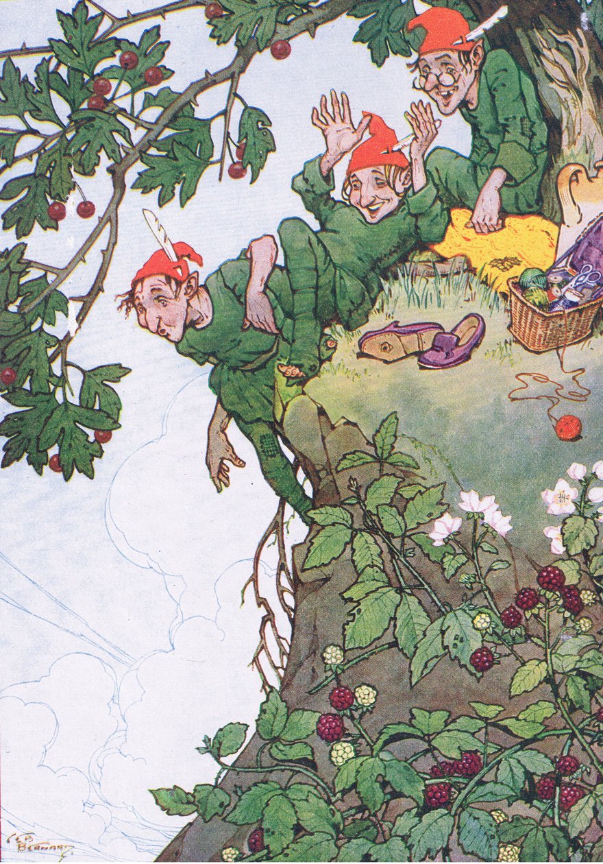 Une aventure sur le sommet de la falaise, de Mon Magazine, pub.1922 (lithographie en couleur) - C. E. B. Bernard