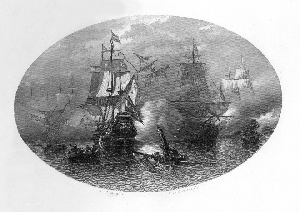 La bataille navale de Sole Bay (1672, c. 1870) - Domenico del Barbiere