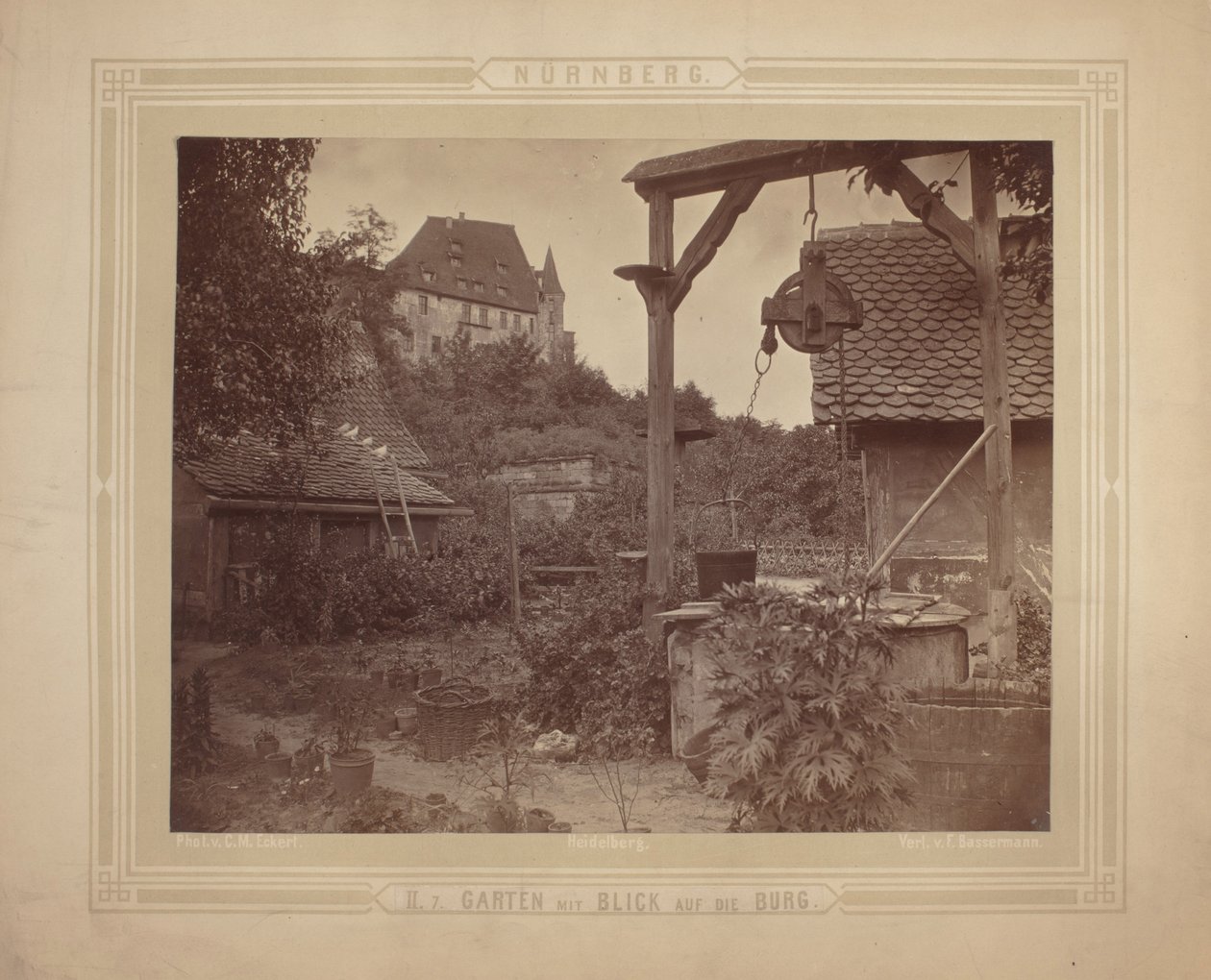 Heidelberg - Vue du château depuis le jardin, vers 1870 - C. M. Eckert