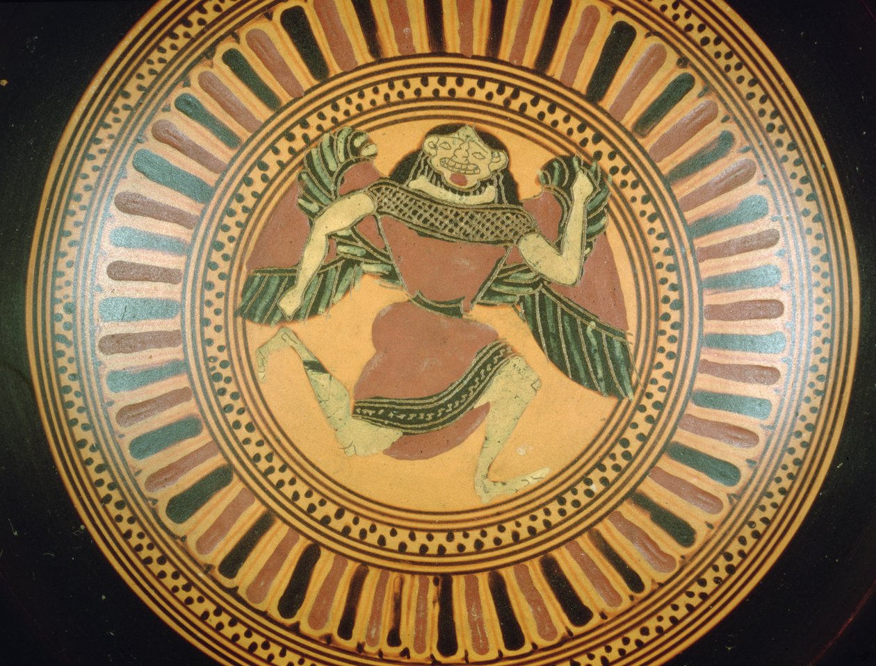 Coupe à figures noires attiques décorée d