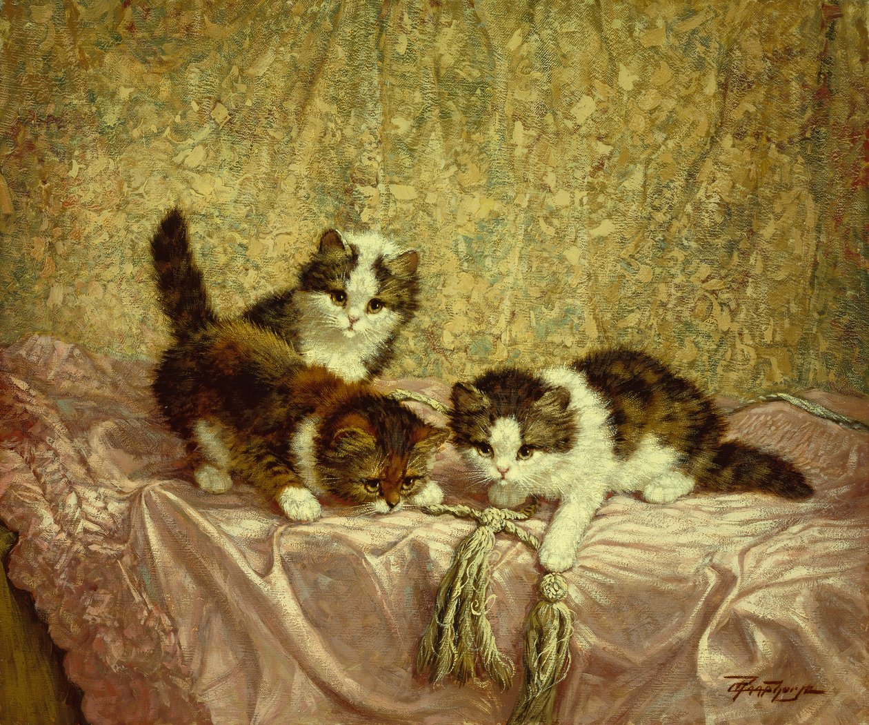 Chatons joueurs (huile sur toile) - C. Raaphorst
