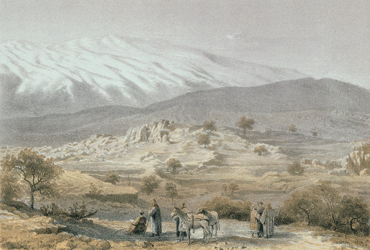 Mont Hermon. Gravure par Schacher - Steinkopk J.F. Editore - C. Schacher
