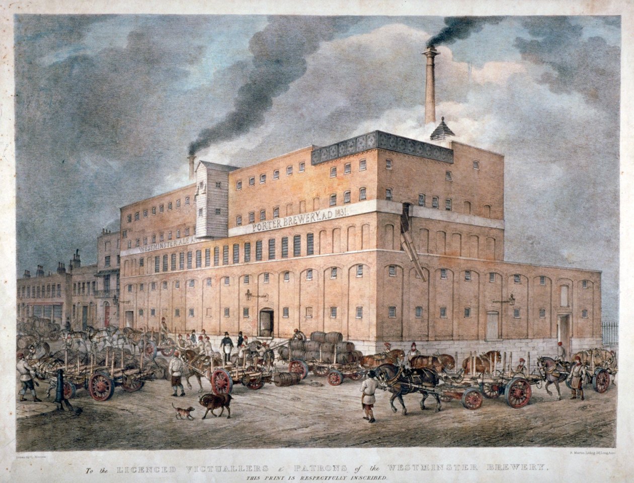 Brasserie de Westminster Ale et Porter sur Horseferry Road, Londres, vers 1840 - C Warren