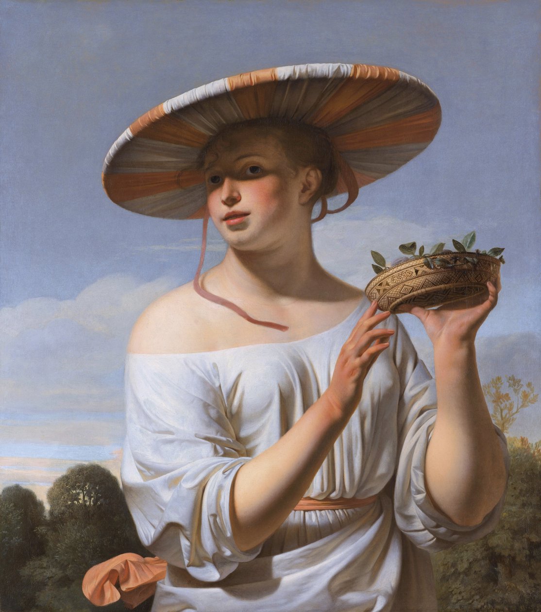 Fille au grand chapeau - Caesar van Everdingen