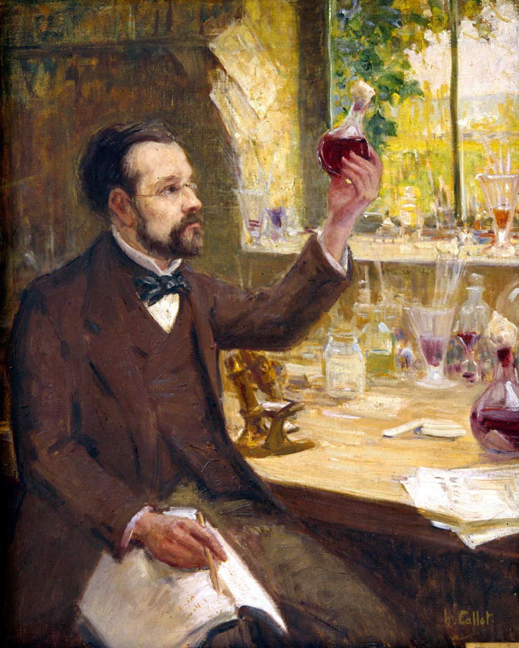 Louis Pasteur étudiant la fermentation du jus de raisin - Callot Callot