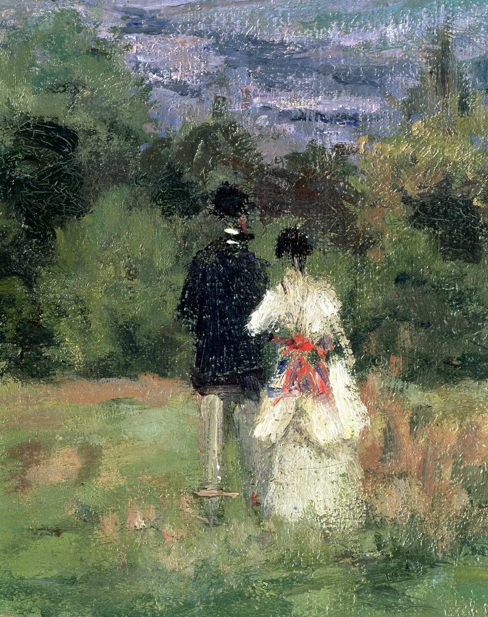 Louveciennes, détail des amoureux - Camille Jacob Pissarro