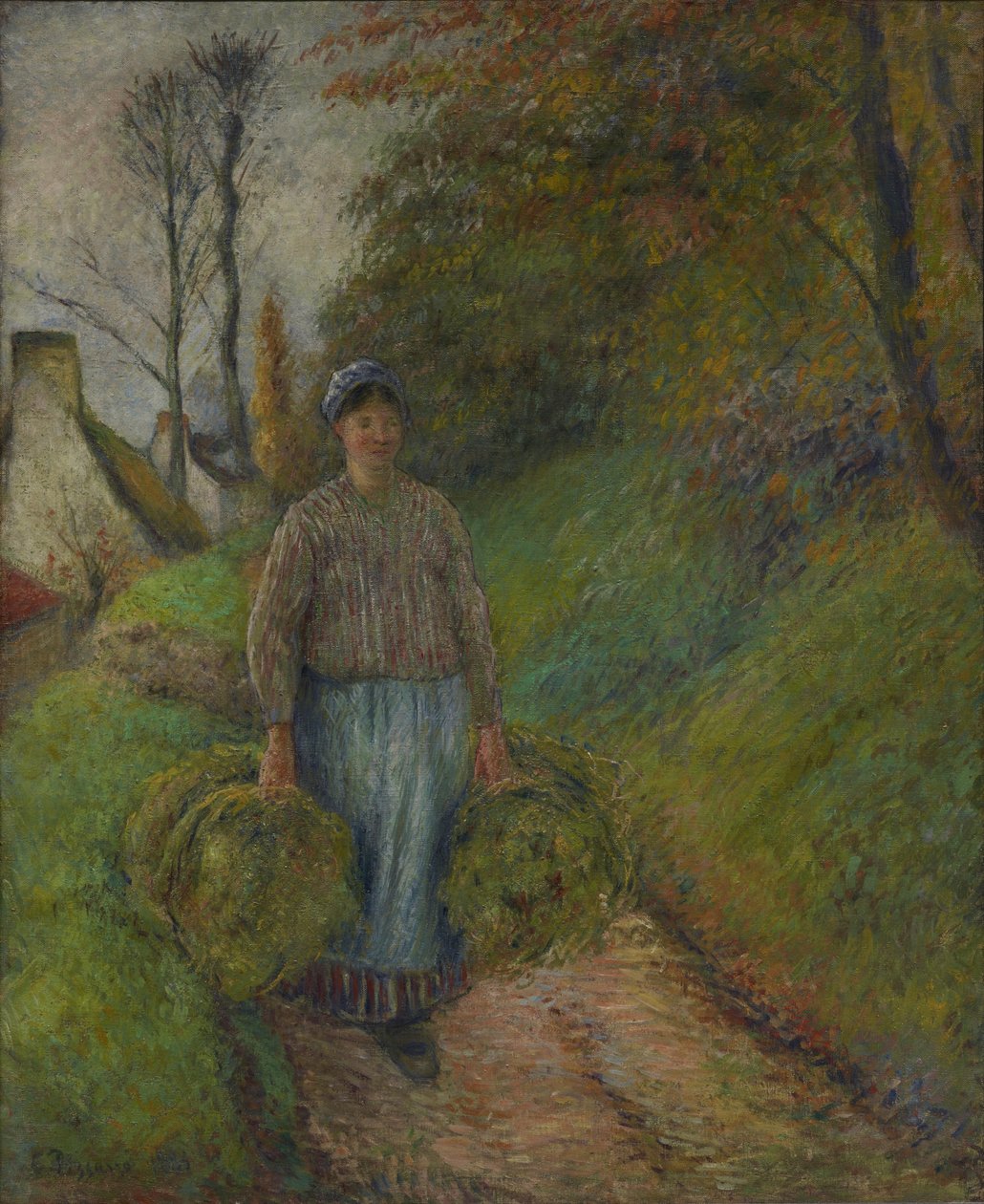 Paysans portant deux balles de foin - Camille Jacob Pissarro