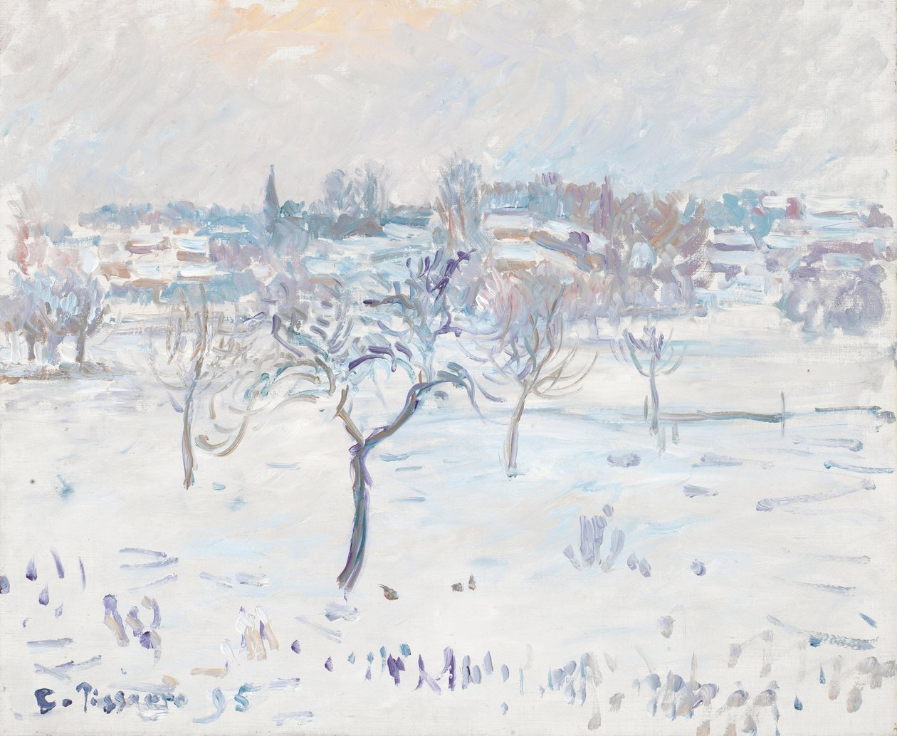 Paysage enneigé à Éragny avec un pommier, 1895 - Camille Jacob Pissarro