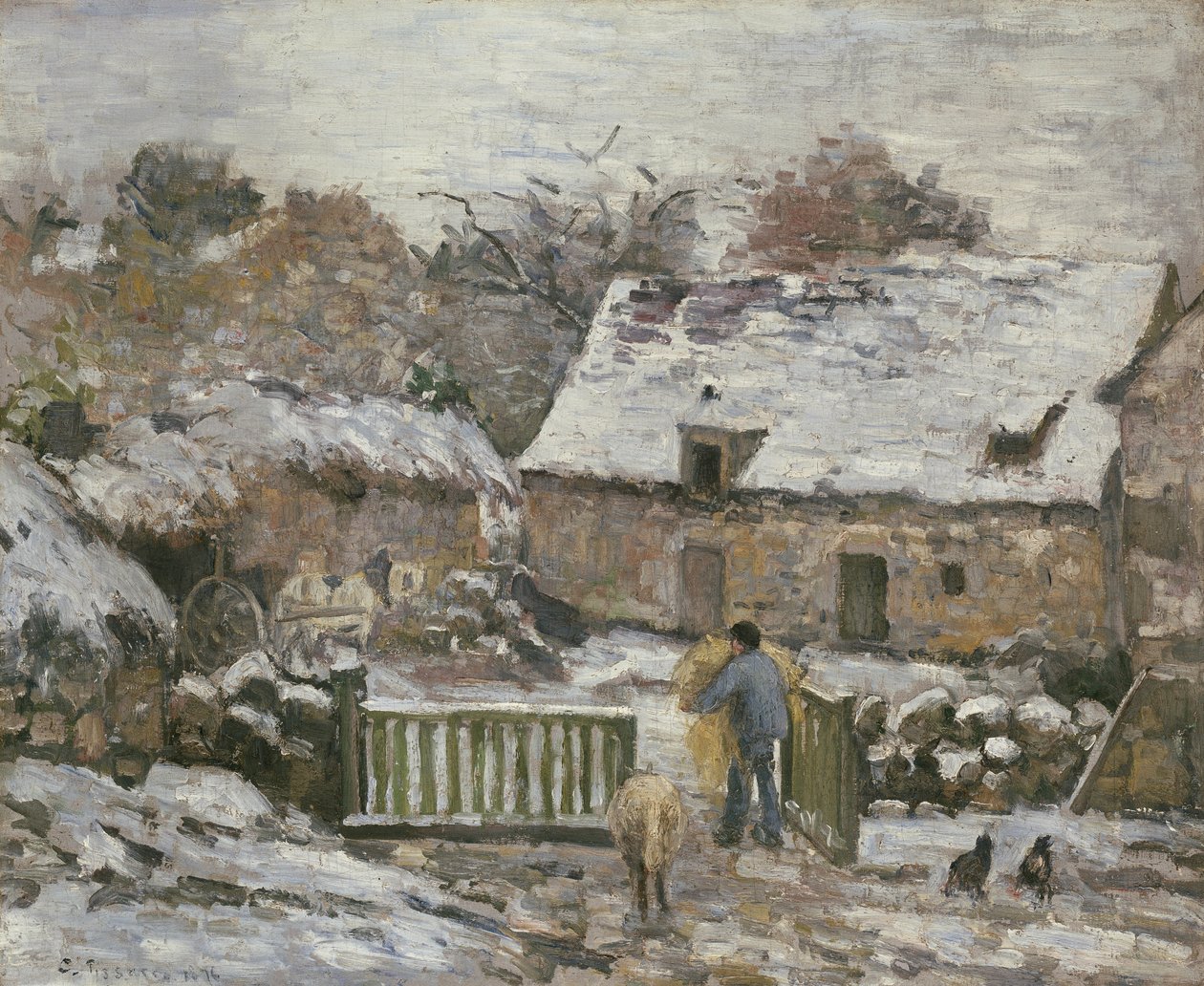 Une ferme à Montfoucault : Effet de neige, 1876 - Camille Jacob Pissarro
