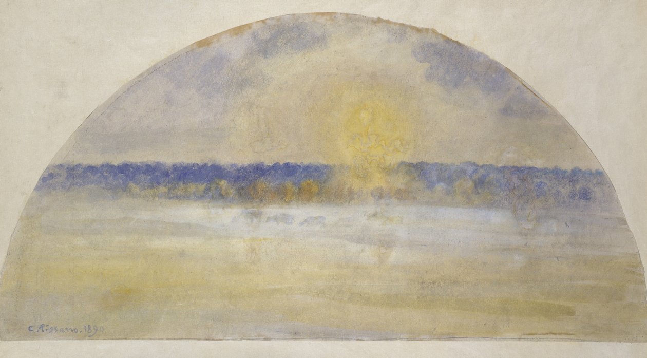 Coucher de soleil et brouillard, Eragny - Camille Jacob Pissarro