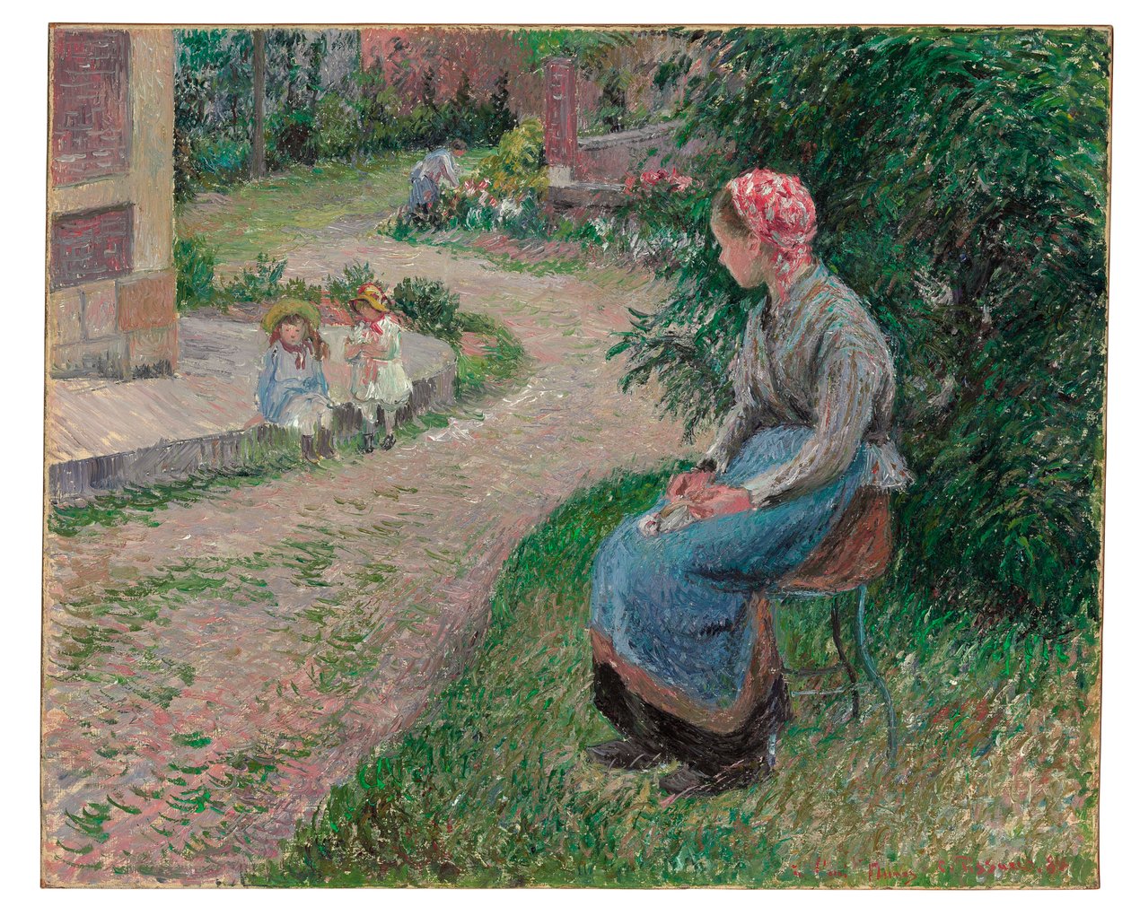 Un serviteur assis dans le jardin à Éragny, 1884 - Camille Jacob Pissarro