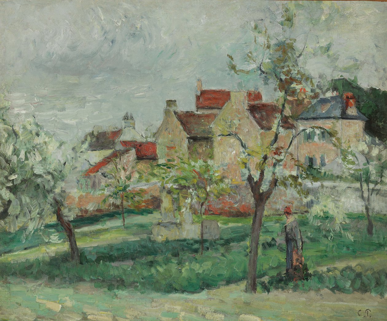 Pruniers en fleur, Pontoise, c.1876 - Camille Jacob Pissarro
