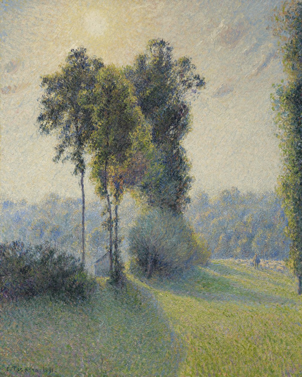 Paysage à Saint-Charles, près de Gisors, Coucher de soleil - Camille Jacob Pissarro
