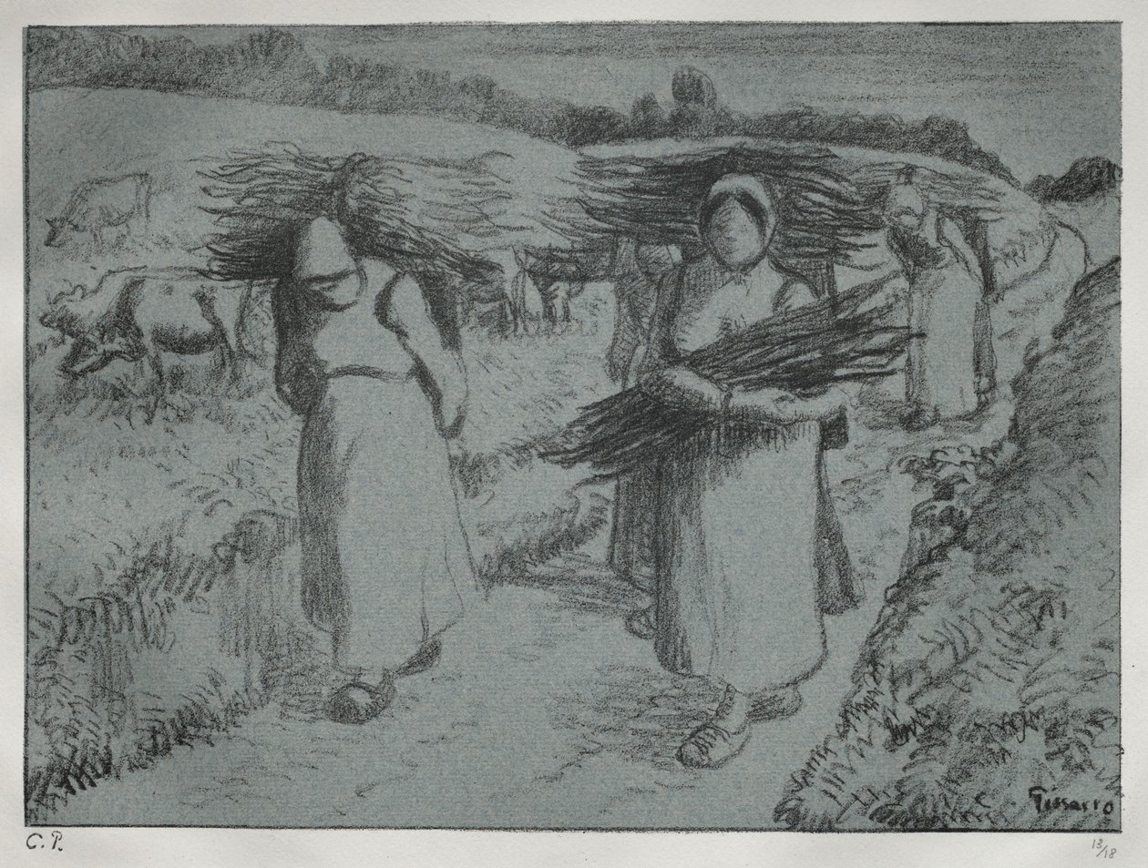 Paysans portant des fagots, vers 1896 - Camille Jacob Pissarro