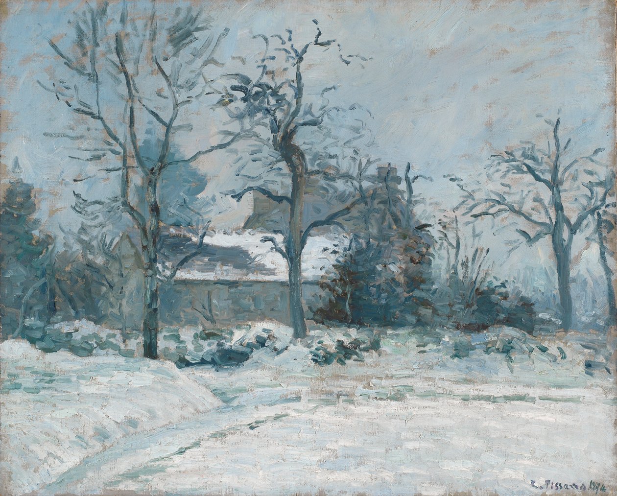 La Maison de Piette à Montfoucault, Effet de neige, 1874 - Camille Jacob Pissarro