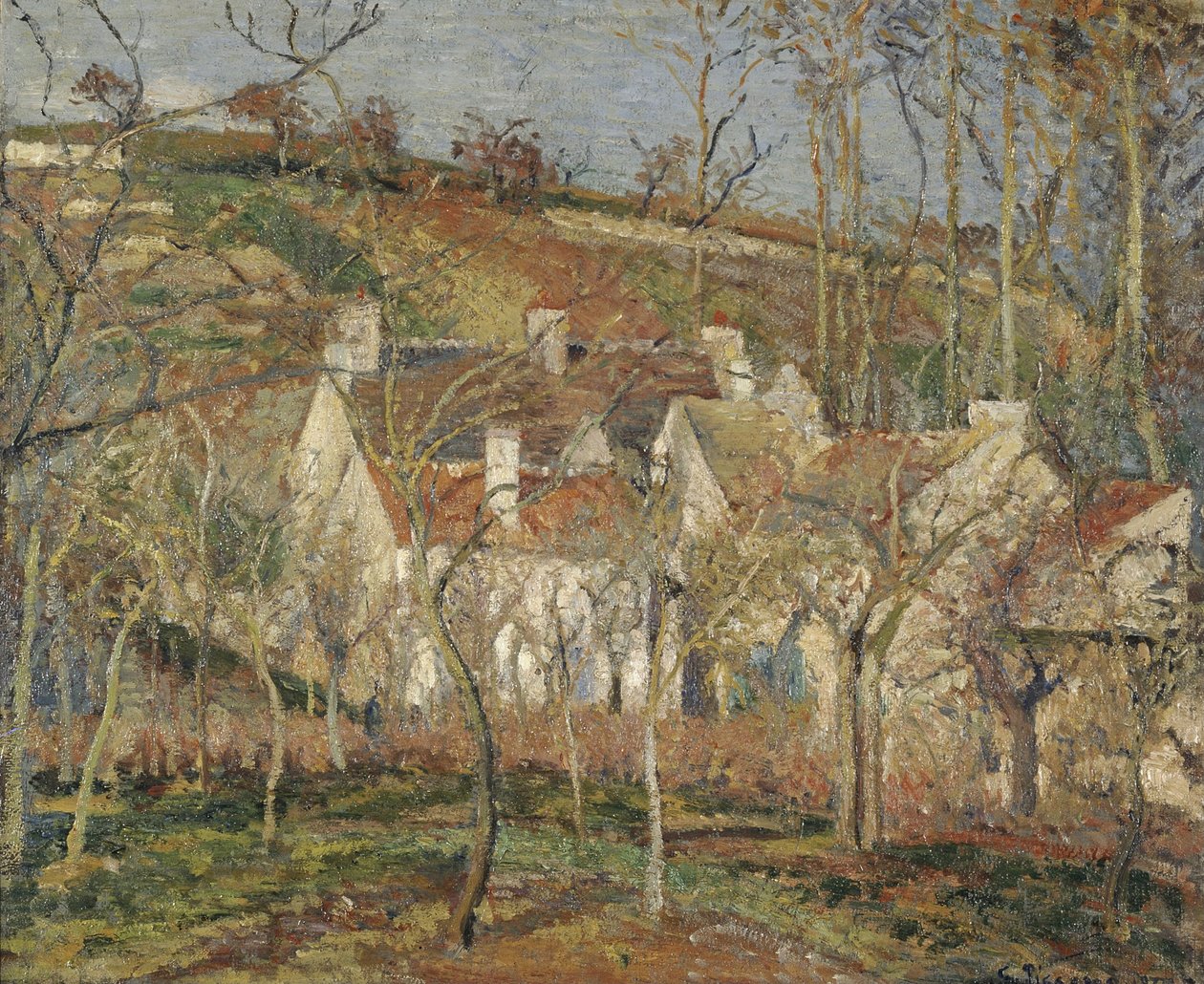 Toits rouges, coin de village, hiver, 1877 - Camille Jacob Pissarro