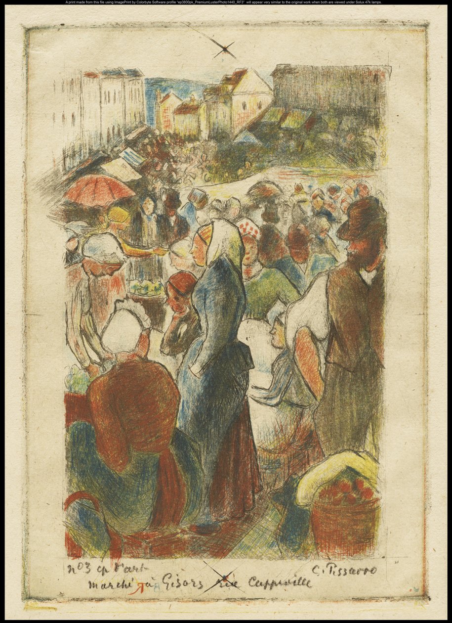 Le marché de Gisors, rue Cappeville, vers 1894 - Camille Jacob Pissarro