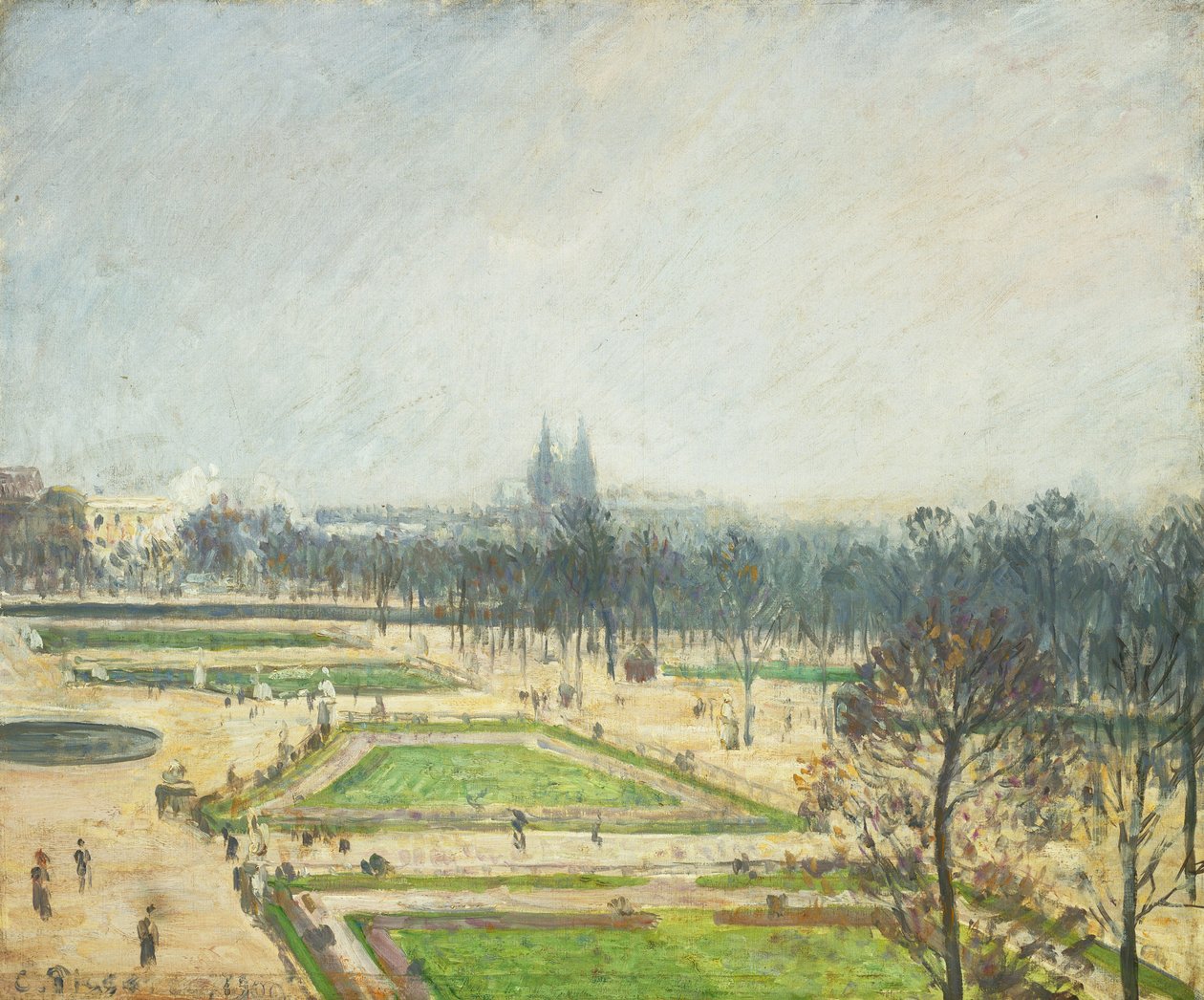 Le bassin des Tuileries, brume - Camille Jacob Pissarro