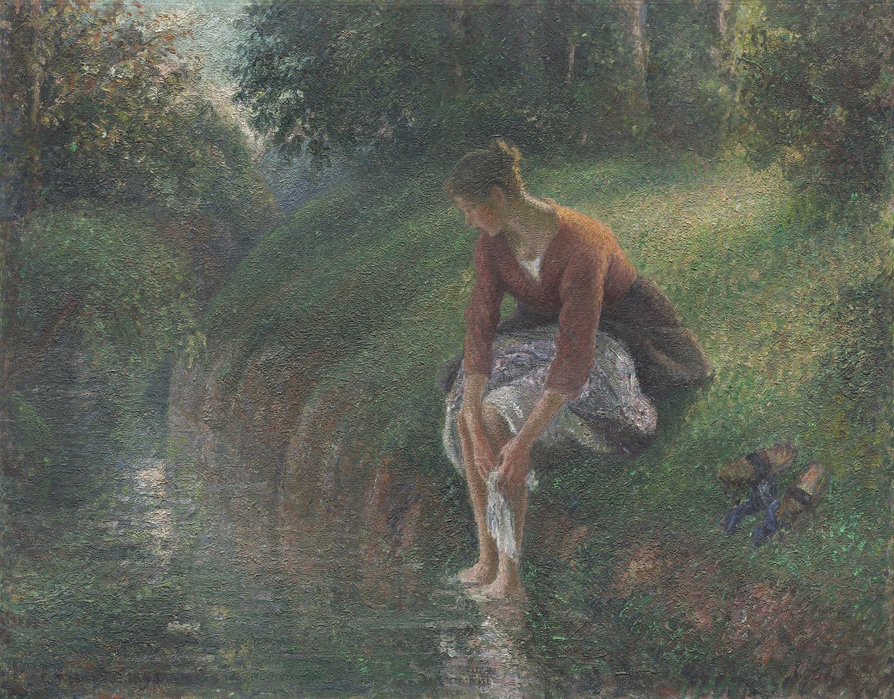 Femme se baignant les pieds dans un ruisseau, 1894-95 - Camille Jacob Pissarro