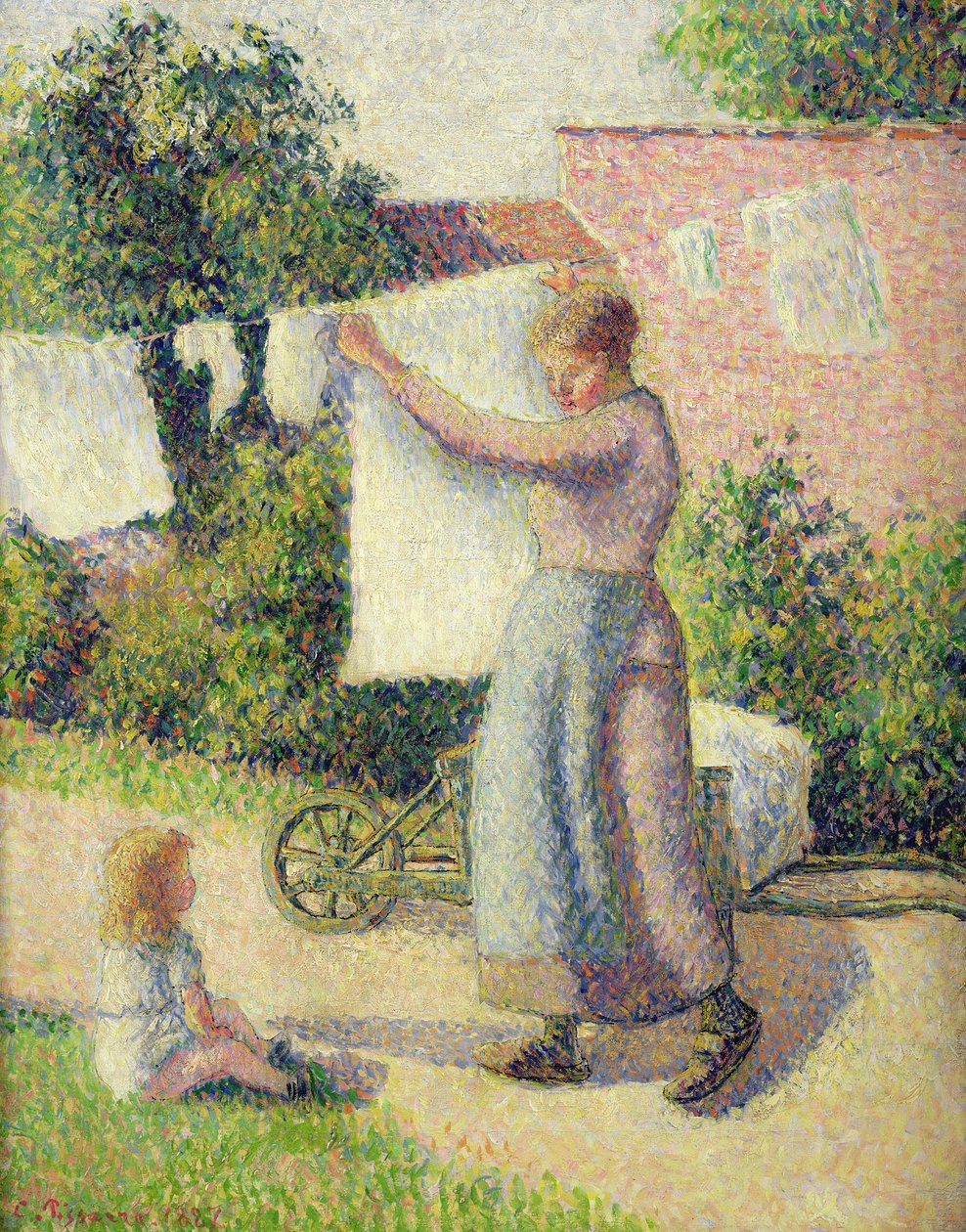 Femme étendant le linge, 1887 - Camille Jacob Pissarro