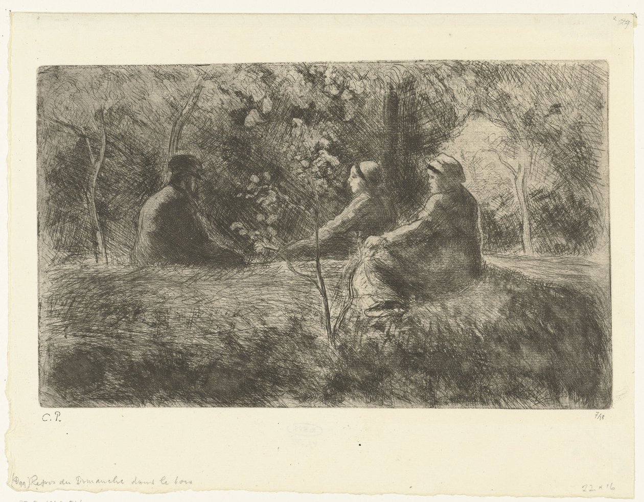 Repos dominical dans la forêt - Camille Jacob Pissarro