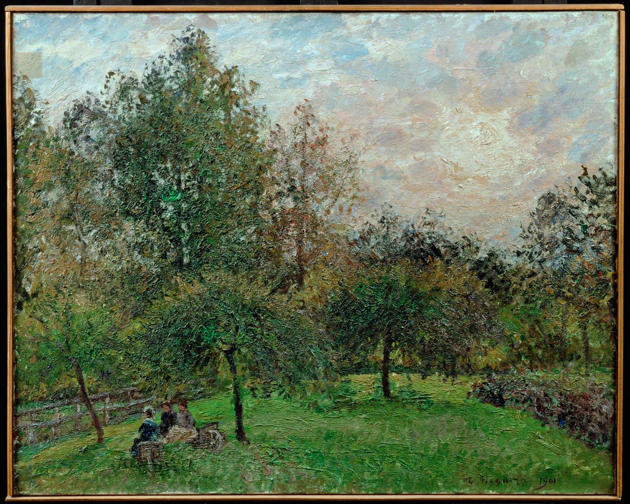 Pommiers et peupliers dans un coucher de soleil - Camille Pissarro