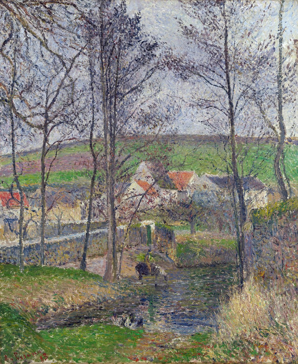 Bords de la Viosne à Osny, temps gris, hiver - Camille Pissarro