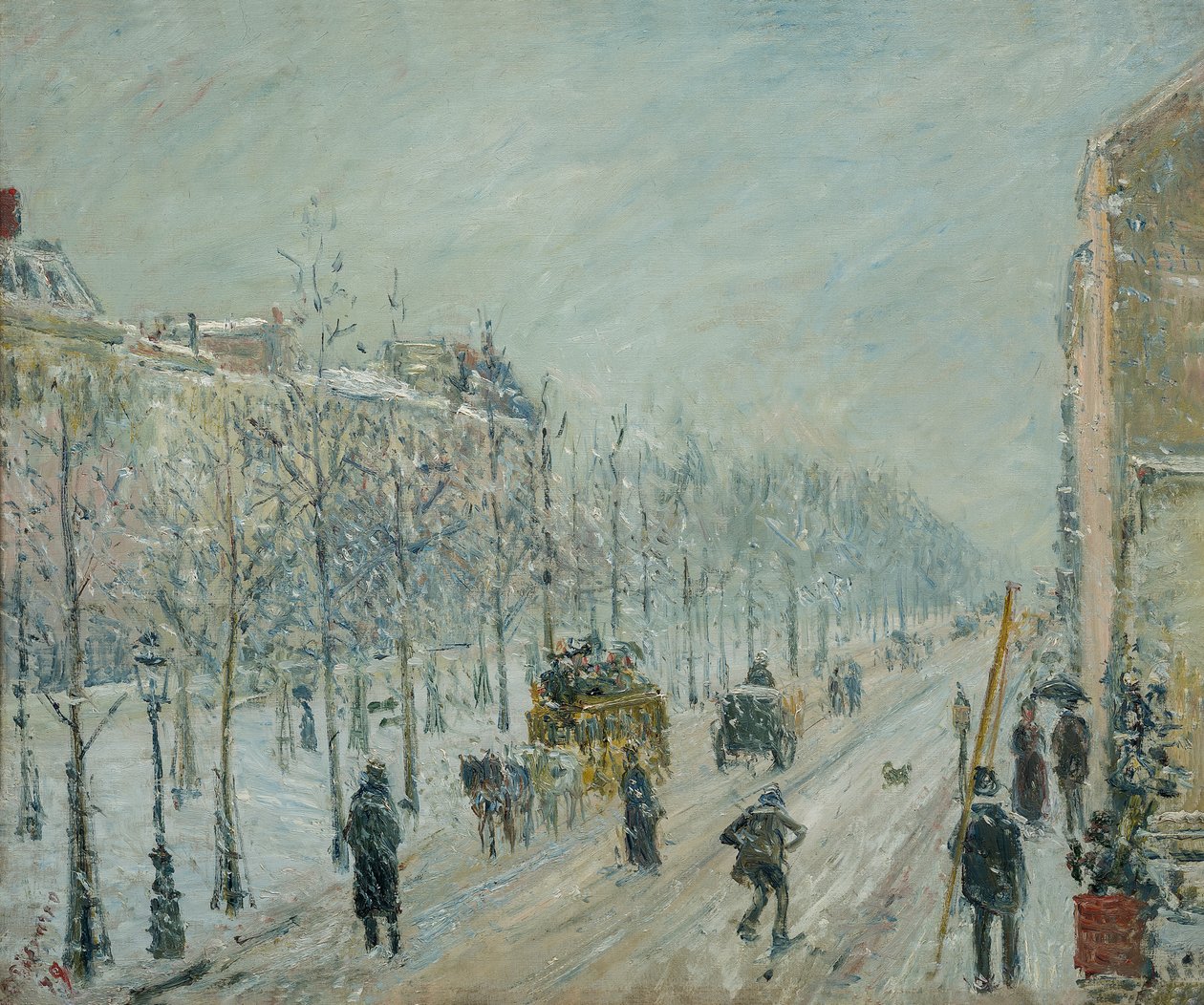 French: Les boulevards extérieurs. Effet de neige
Danish: De ydre boulevarder i snevejr - Camille Pissarro