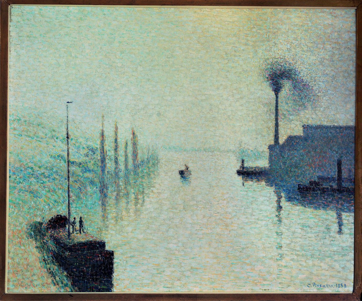 Île Lacroix, Rouen, brouillard (huile sur toile) - Camille Pissarro