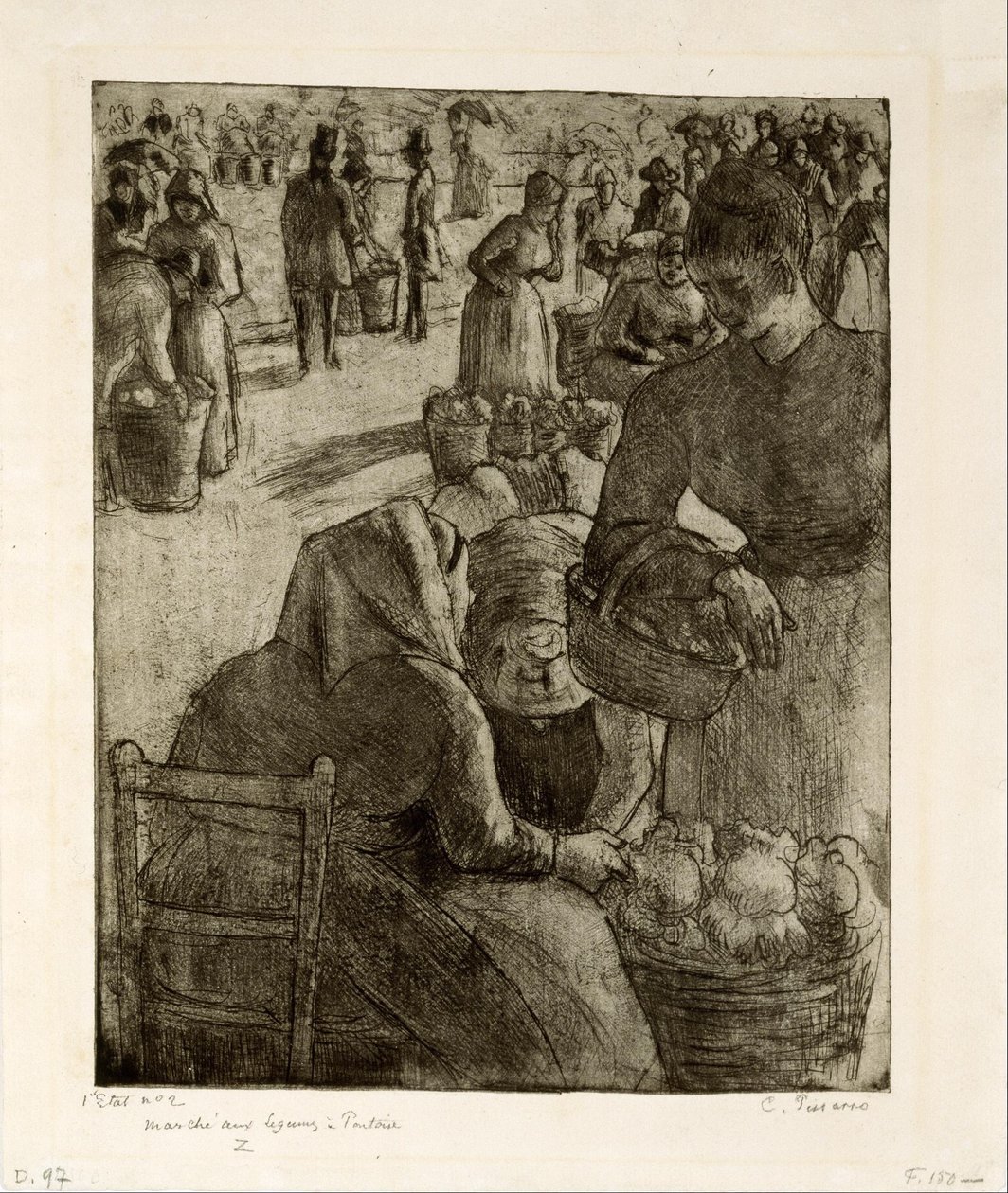 Marche aux legumes aux Pontoise - Camille Pissarro