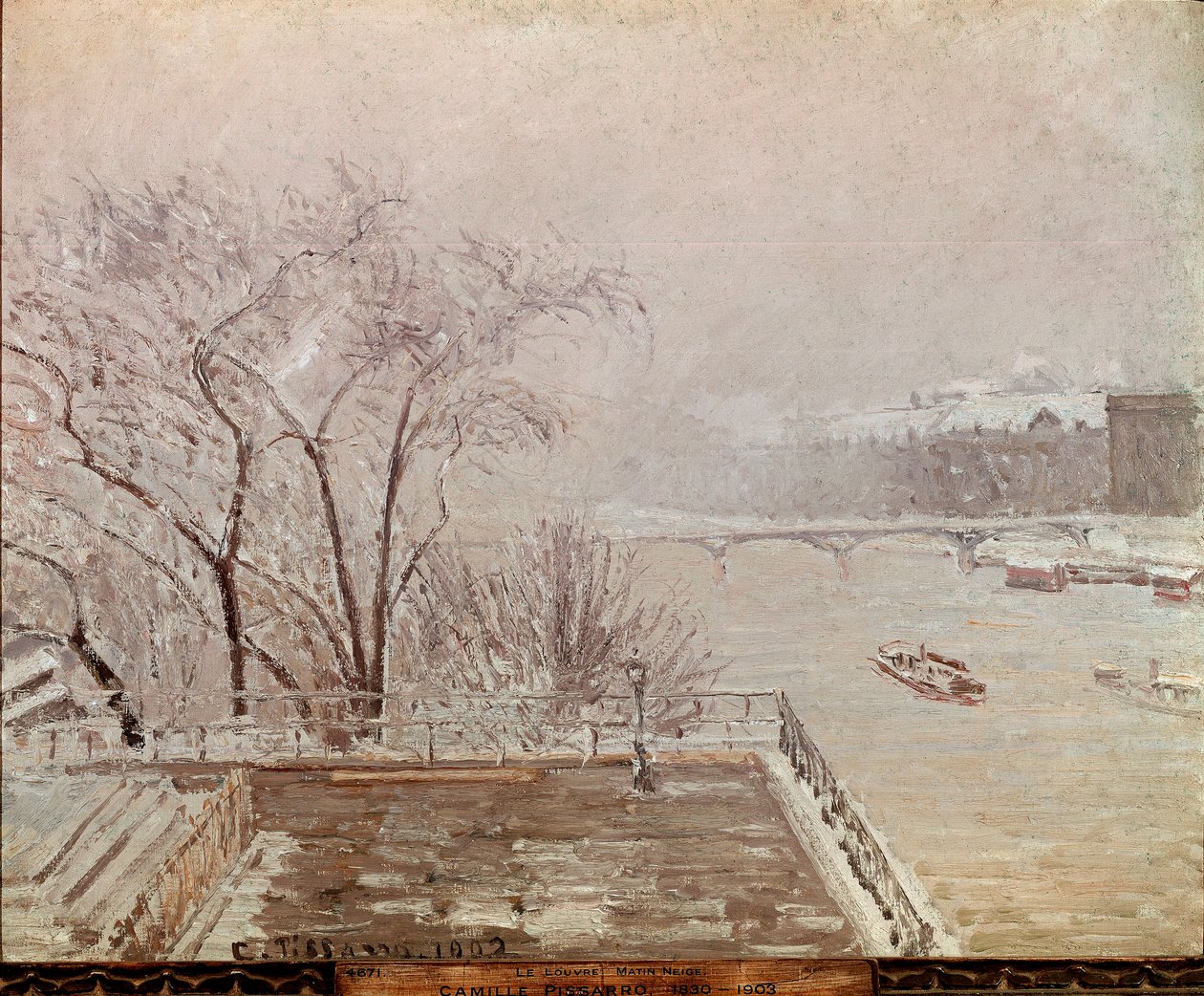 Matin au Louvre, effet de neige - Camille Jacob Pissarro