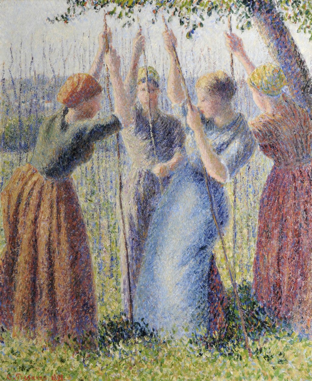 Paysannes plantant des rammes - Camille Pissarro